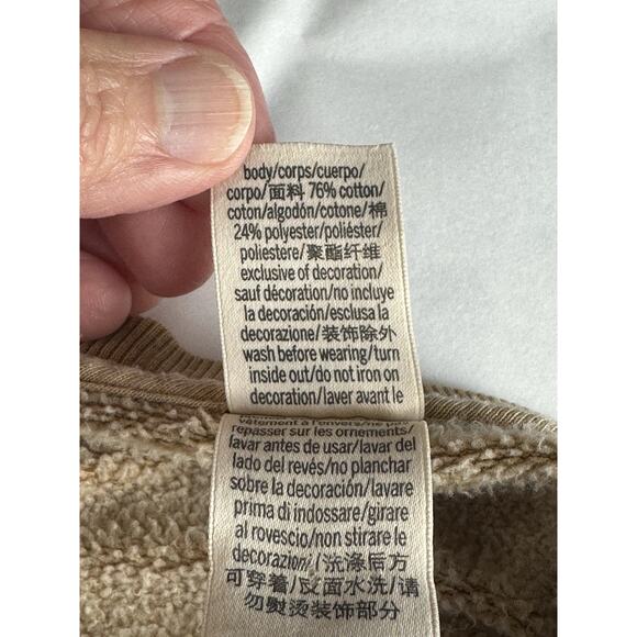Victoria's Secret PINK Sz S Logo Relaxed Cropped Pullover Sweatshirt Tan Beige - Picture 9 of 13